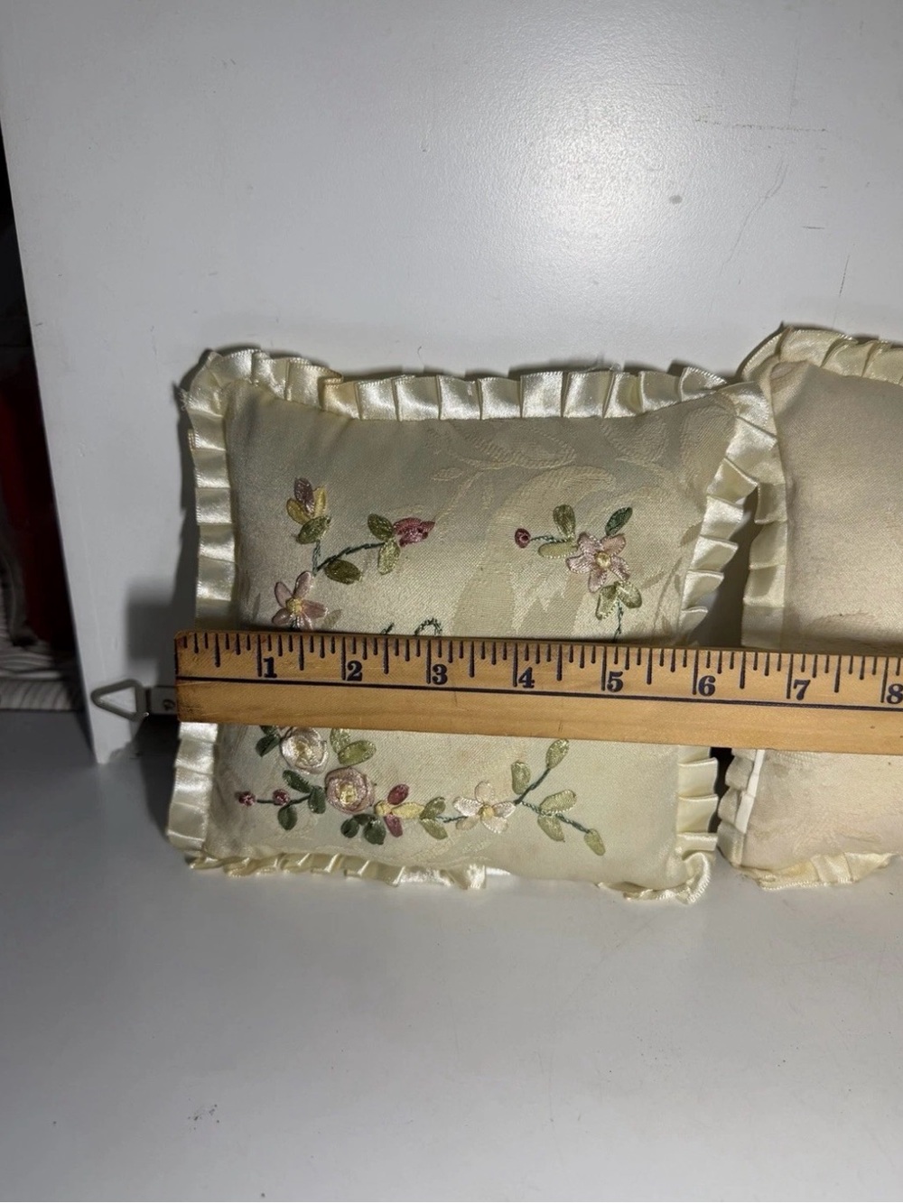 Embroidered "Love" and "Faith" Satin-Trim Accent Pillow Pair - Cream - Picture 12 of 12